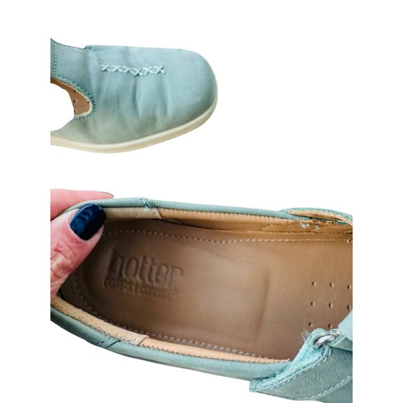 Hotter Comfort Concept Leather Shoes Sunset 8 Teal Green Cushioned Casual Loafer - Picture 9 of 13